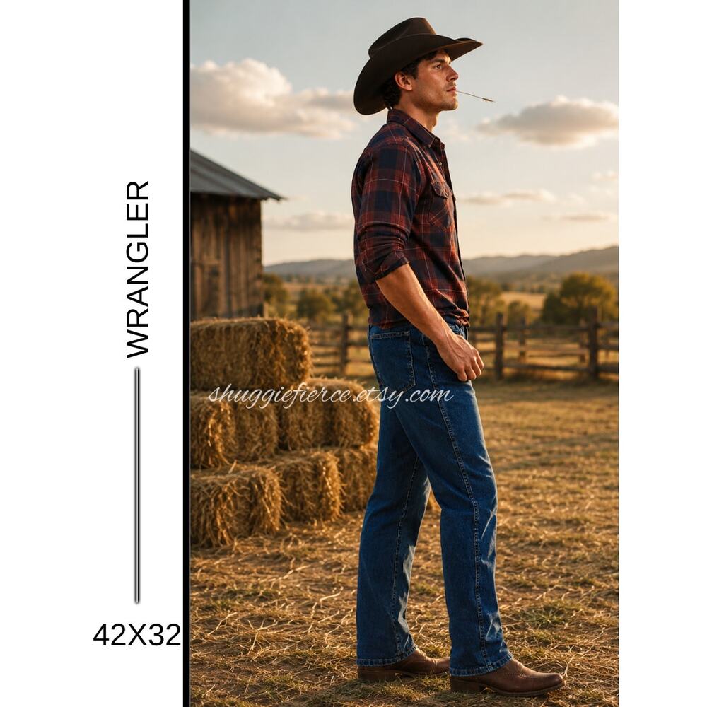 MSRP: $54.99 | ✨ Wrangler 13MWZ Cowboy Cut Jeans – Men’s 42x32 | Dark Denim ✨